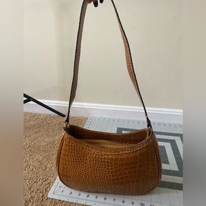 Liz Claiborne Tan Croc Embossed Handbag